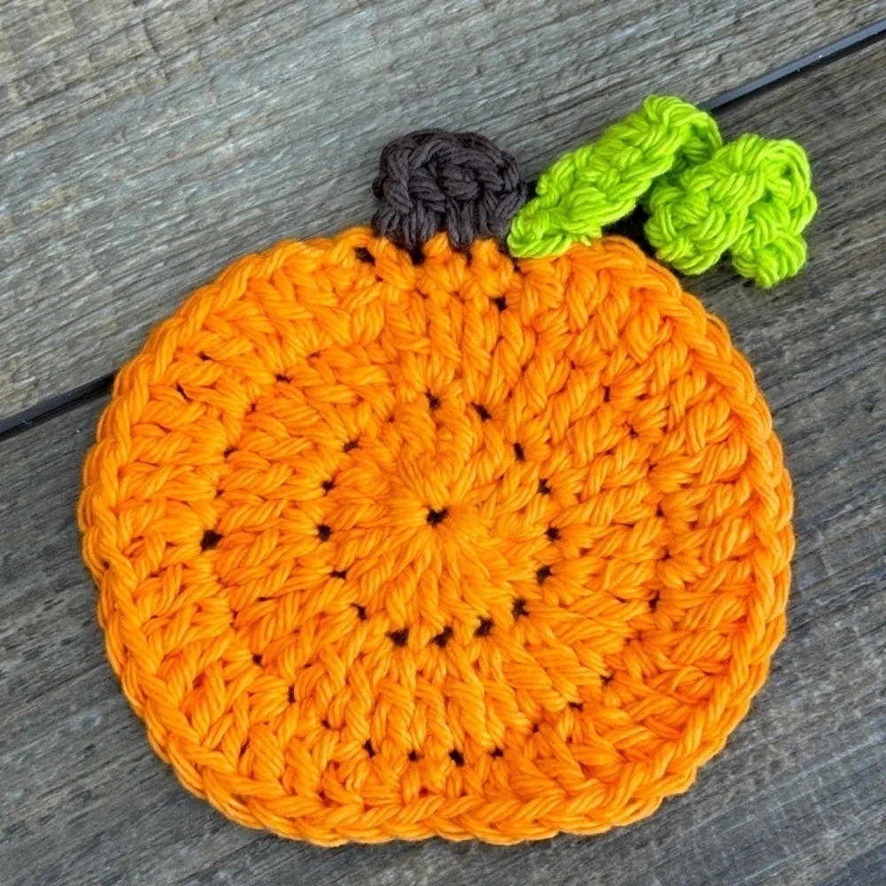 Pumpkin Cup Mug Coasters Set of‎ 4 Handcrafted Crochet by Seller Cotton